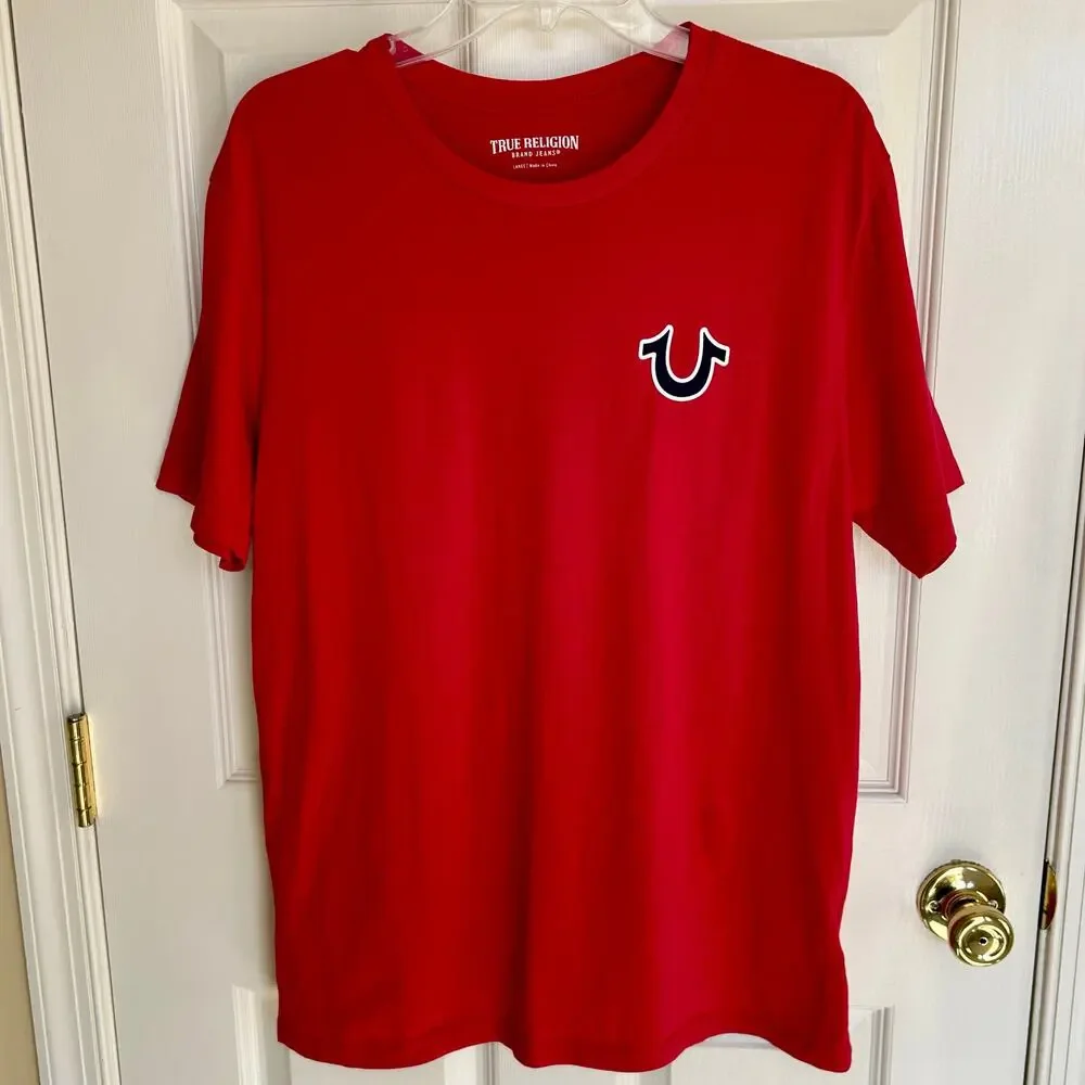 NWOT True Religion Men's Buddha and Velour Logo Short Sleeve Tee Men's Large